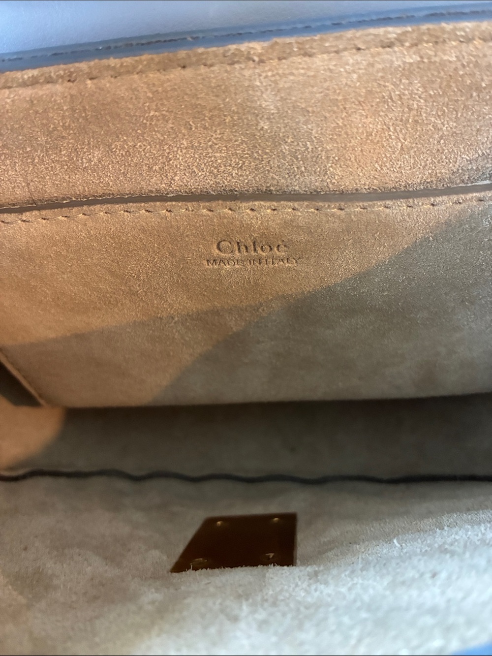 Chloe Light Blue Quilted Leather  Drew Bijou Crossbody with Gold Hardware - Picture 8 of 10